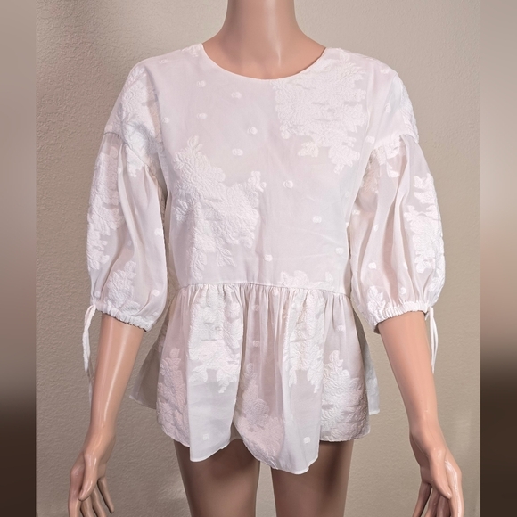 Ted Baker London white balloon sleeve embroidered blouse size 3 Usa 🇺🇸 Size 8 - Picture 4 of 10